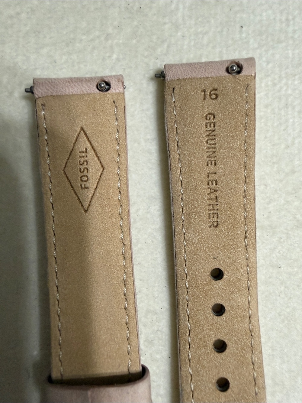 16mmFossil Blush Pink Leather Watch Strap - Picture 5 of 5